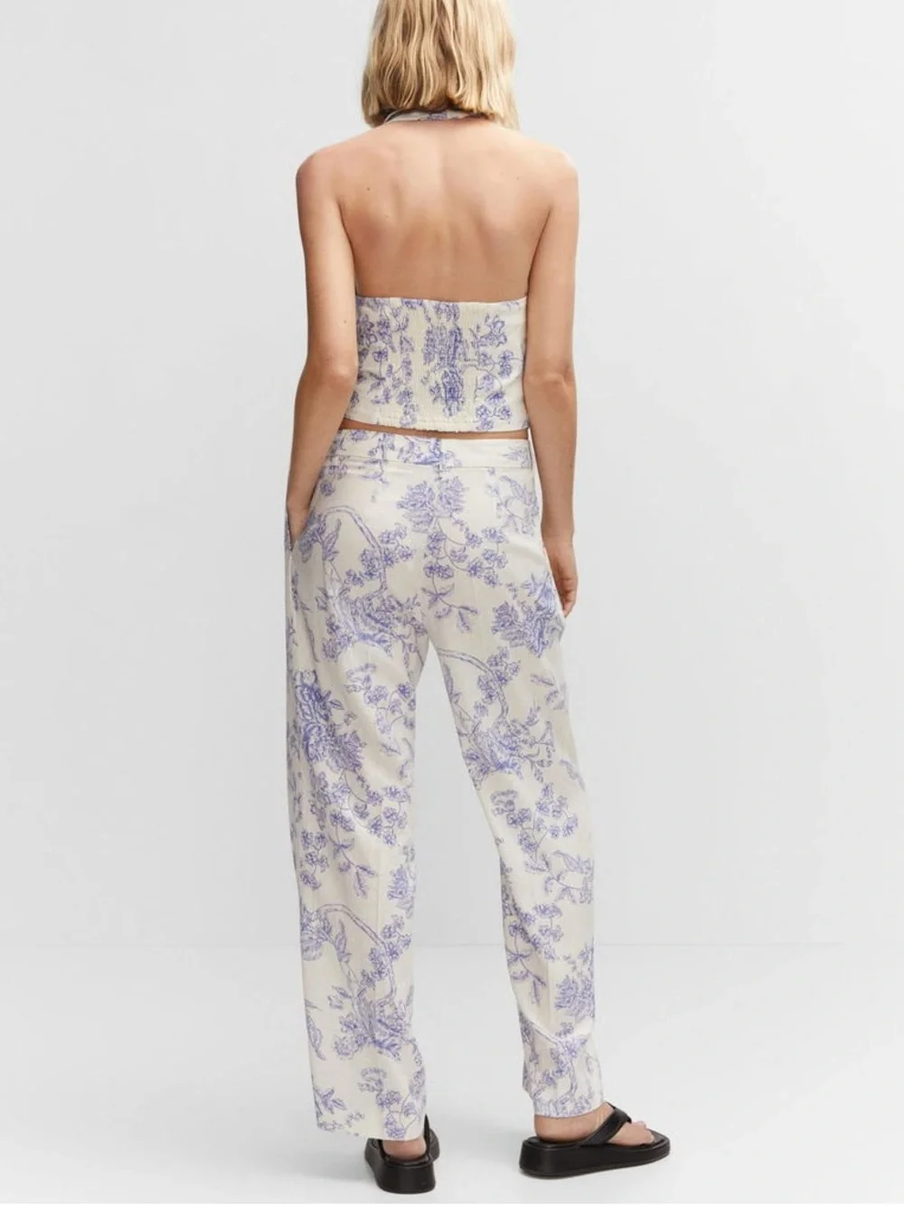 Mango Lombok Floral Print Wide Leg Trousers, 6